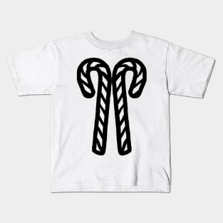 Two Christmas Candy Canes Outline Kids T-Shirt